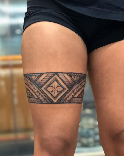 A bit swollen around the edges, but had a good time jamming this leg band for @josephine808 ! Thanks for sitting like a rockkkk 🙏🙌💪 Thigh Band Tattoo, Leg Band Tattoos, Polynesian Tattoos Women, Tattoo Placements, Marquesan Tattoos, Band Tattoos, Maori Tattoo Designs, Polynesian Tattoos, Samoan Tattoo