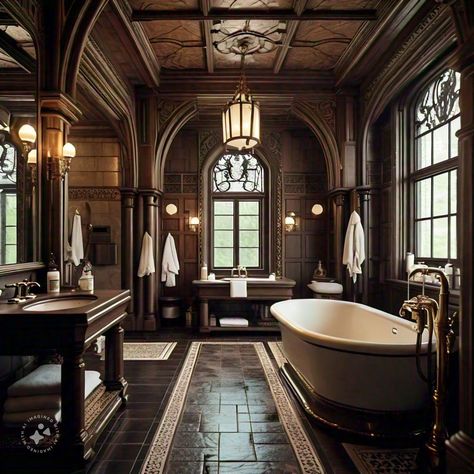 Manor Bathroom, English Bathroom, Large Victorian Bathroom, English Manor Interior, Castle Bathroom Aesthetic, Old Money Mansion Bathroom, Castle Bathroom Luxury, English Manor Houses Interior, Bathroom Castle Aesthetic