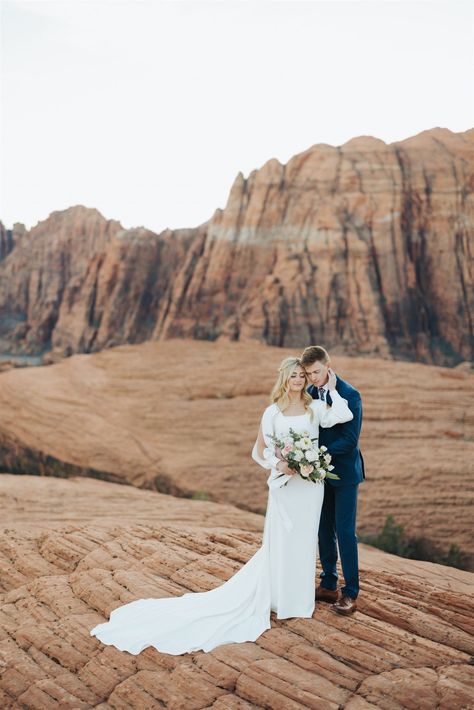 Southern Utah Elopement | Red Rock Bridal Session | Snow Canyon Bridal Session | Snow Canyon Wedding | Utah Wedding Photographer Snow Canyon Bridals, Red Rocks Elopement, Snow Canyon Wedding, Moab Utah Elopement, Snow Engagement Photos, Canyon Wedding, Beautiful Adventure, Utah Elopement, Wedding Adventure