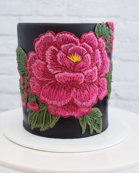 Embroidered Cake, Stitch Cake, Brush Embroidery, Fiesta Cake, Amazing Embroidery, Gel Colors, Torte Cupcake, Cake Artist, Buttercream Cakes