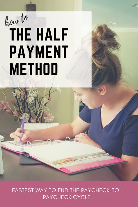 The half payment method is the easiest and fastest way to stop the paycheck-to-paycheck cycle. If you want to figure out how to end it once and for all, this will guide you through the exact process of implementing the half payment method.    #paycheck #budget #money Faire Son Budget, Money Saving Methods, Budgeting 101, Pay Off Debt, Saving Money Budget, Money Management Advice, Money Saving Plan, Money Saving Strategies, Living On A Budget