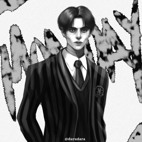 Genderbend Wednesday Addams, Wednesday Addams Male Version, Genderbent Wednesday Addams, Wednesday Genderbend, Addams Family Oc, Male Wednesday Addams Fanart, Male Wednesday Addams, Wednesday Series, Addams Family Wednesday