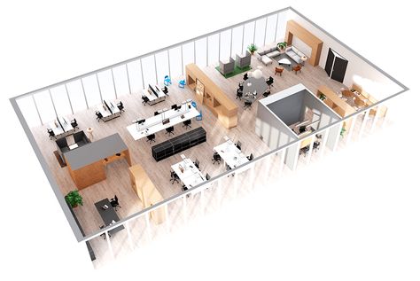 premium office 3d floor plan Small Office Floor Plan Commercial, Open Floor Plan Office Space Layout, Modern Office Layout Plan, Small Office Floor Plan, Office 3d Design, Office Plan Layout, Small Office Layout Floor Plans, Office Open Plan, Open Office Layout