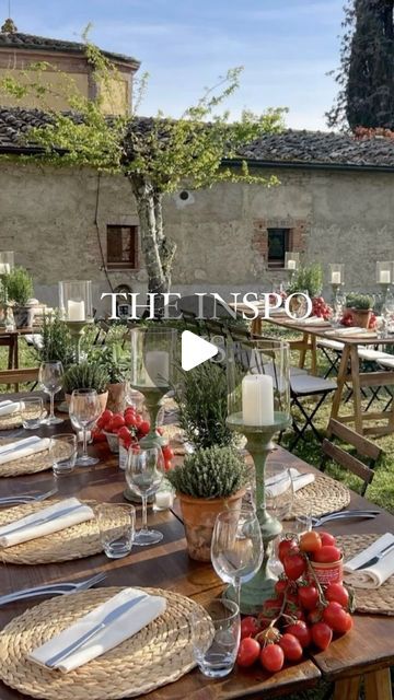 Stephanie Dardenne on Instagram: "Inspo vs. Execution: Italian Summer party 🍅🍋  Party theme: Let’s pretend we’re in Europe 😂   Food: Pizza party 🍕& fresh motzarella salads   Cocktail: Rose & Hugo Spritz   Tablescape: fresh pots if aromatic basil, plump tomato’s, wild daisies, and zesty lemons add that vibrant pang of summer.   #inspovsexecution #italiansummer #diytable #diyparty #diypartydecor #diypartyideas #party #decor #partyideas #partydecorations #partyinspiration #partyplanner #tablegoals #eventdecor #budgetfriendlydecor #organictablescape #tablescapes #tabledecor" Italian Wine Dinner Decor, Pizza Tablescape, European Birthday Theme, Italian Summer Party Decor, Italian Dinner Party Decor, Italian Summer Party Theme, Tuscan Themed Party, Italian Party Theme, Italy Theme Party