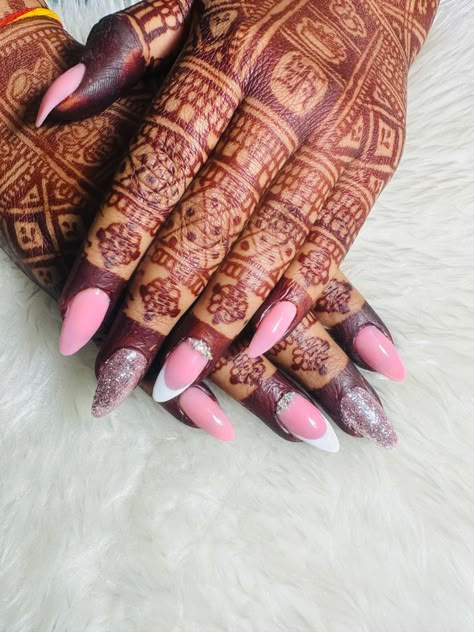 Pink Engagement Nails, Engagement Nail Art, Mehndi Nails, Engagement Nail, Basic Nail Art, Engagement Captions, Bride Nail, Nails Images, Nails Colour