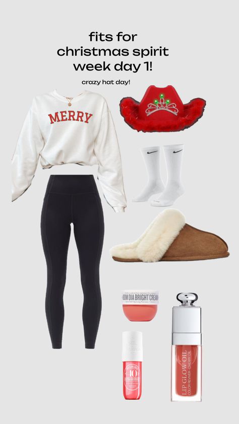 each day i’ll post an outfit idea for christmas spirit week! any ideas for day 2?? Christmas Spirit Week Outfits, Christmas Spirit Week, Spirit Week Outfits, Week Outfits, Crazy Hat Day, Hat Day, Crazy Hats, Idea For Christmas, Spirit Week