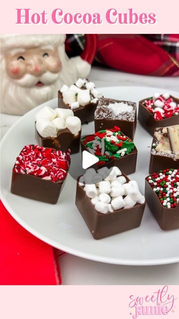 Jamie Dinardi-Dill | Sweetly Jamie on Instagram: "Hot Cocoa Cubes ❄️☃️ pour your chocolate into ice cube silicone mold and top with any garnishes you like then allow to set in the fridge for an hour. Pop cocoa cubes out of mold and place in mugs (2-3 cubes per serving!) then top with super hot milk to watch the magic happen! Give the cubes a minute to melt then stir and enjoy!" Hot Chocolate Cubes, Chocolate Cube, Silicone Mold, Ice Cube, Hot Cocoa, Silicone Molds, Hot Chocolate, Cocoa, The Magic