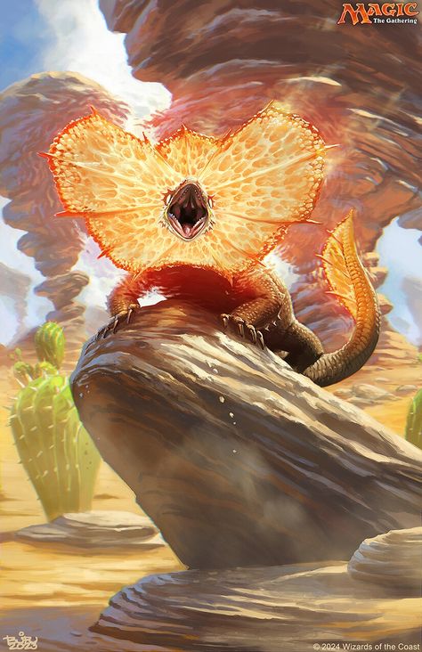 ArtStation - Blazing Rootwalla - Magic the Gathering Fire Lizard Fantasy Art, Desert Creatures Fantasy Concept Art, Animal Rpg, African Dragon, Star Creature, Desert Monster, Magic The Gathering Artwork, Desert Creatures, Desert Magic