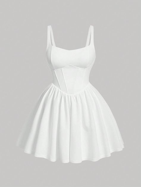 SHEIN MOD Plus White Solid Corset Structure Cami DressI discovered amazing products on SHEIN.com, come check them out! Tight Dress Outfit, Cute Short Dresses, Pretty Prom Dresses, White Short Dress, Grad Dresses, Vestidos Vintage, Glam Dresses, Dresses For Teens, Casual Girl