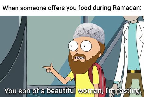 You hungry bro? Funny Rick And Morty, 4 Ramadan, Bro Meme, Muslim Meme, Dan Harmon, African Print Dress Designs, Quick Jokes, Really Funny Memes, Rick And Morty