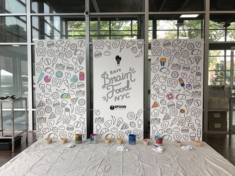 Interactive Backdrop, Paint Mural, Graphic Wall, Stage Backdrop, Interactive Installation, Nyc Food, Interactive Art, Photo Booths, Art Installations