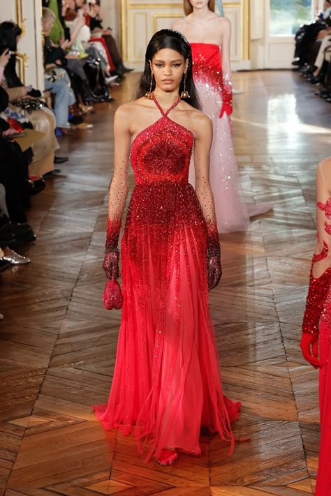 Red Dress Runway, Red Couture Gowns, Georges Hobeika Bridal, Spring 2023 Couture, Georges Hobeika Couture, George Hobeika, Hobeika Couture, Runway Gowns, Gala Dress