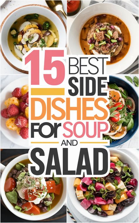 Make your soup and salad meal complete with these delicious and satisfying side dish options! 🍲🥗 #foodpairings Soup And Salad Potluck Ideas, Good Sides For Soup, Side Dishes To Go With Soup, Salads To Go With Soup, Sides To Go With Soup Dinners, Best Sides For Soup, Side Dishes For Soup Dinners, What To Serve With Salad, Sides For Soup Potluck