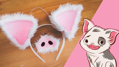 Pua ears and nose Moana Pig Costume, Moana Pua Costume, Pua Costume, Moana Pig Pua, Pua From Moana, Moana Halloween Costume, Moana Jr, Adult Costumes Diy, Australia Video