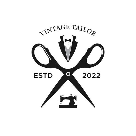 Vintage Tailor Logo With Sewing Machine, Suit And Scissor Design Tailor Logo, Shop Exterior, Barbershop Design, S Tattoos, Clothes Organization Diy, Bakery Logo, Mens Casual Dress Outfits, Portfolio Inspiration, Instagram Logo