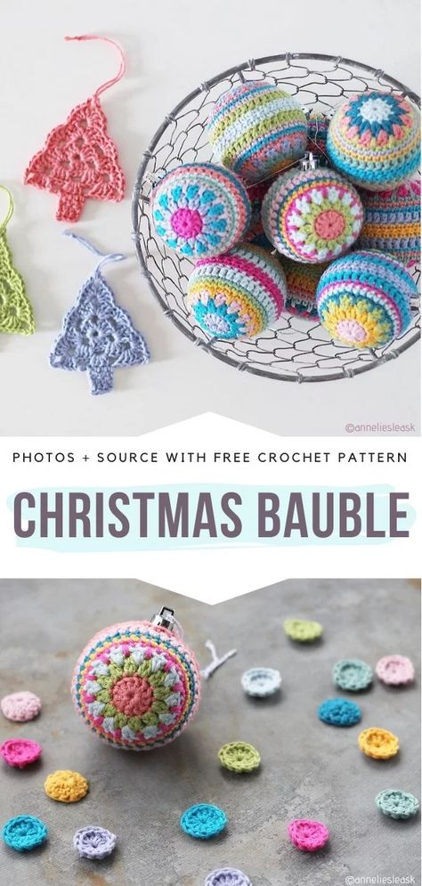 Crochet Ornaments Free Pattern, Crochet Baubles, Monster Crochet, Crochet Holiday, Crochet Ornament Patterns, Magical Dress, Crochet Xmas, Crochet Christmas Decorations, Bauble Ornaments