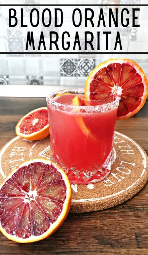 Blood Orange Margarita Cocktail Recipe - Foodiosity Margarita Punch, Orange Margarita, Easy Margarita Recipe, Drink Machine, Blood Orange Margarita, Apple Drinks, Tequila Cocktail, Blood Orange Juice, Tequila Drinks