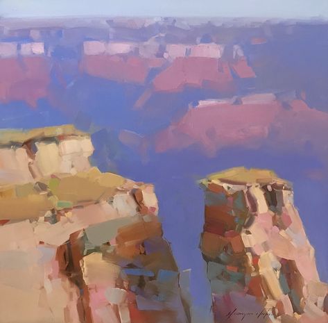 Grand Canyon Painting, Canyon Painting, Vahe Yeremyan, Canyon Landscape, Oil Painting Trees, Oil Painting Videos, Oil Painting Background, Landscape Painting Tutorial, 2019 Style