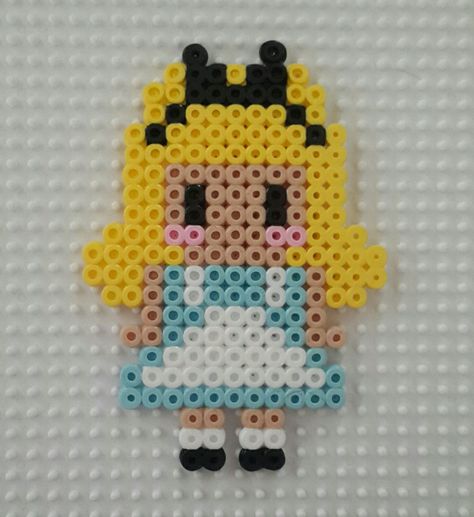 Hama beads Disney Princess Alice Ariel Crafts, Perler Princess, Perler Bead Patterns Disney, Hama Beads Disney, Hama Disney, Easy Pixel Art, Princess Alice, Aqua Beads, Melty Beads