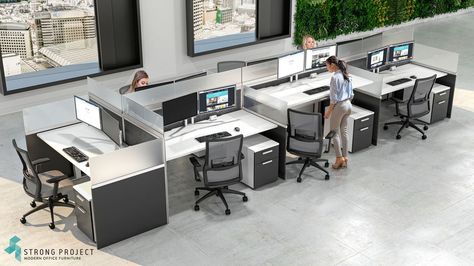 Add a touch of modernism to your call center along with the health benefits of height adjustable desks with our modern call center cubicles with stand-up office desks. Modern Office Cubicle, Italian Office Furniture, Modern Office Furniture Design, Contemporary Office Furniture, Contemporary Office Desk, Adjustable Desks, Creative Office Space, Modular Office Furniture, Cool Office Space