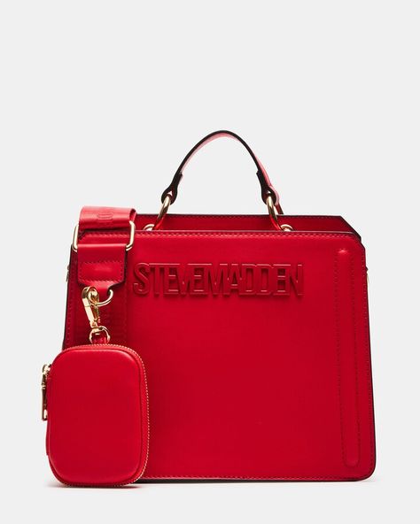 Evelyn Bag Red Red Wishlist, Steve Madden Purse Handbags, Red Designer Bag, Red Photoshoot, Brand Purses, Fluffy Bag, Handle Hardware, Interior Organization, Structured Top