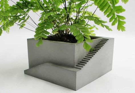 Support Pour Plante, Concrete Stairs, Painted Terra Cotta Pots, Zen Style, Cactus Pot, Concrete Planter, Zen Decor, Cement Planters, Cement Pots