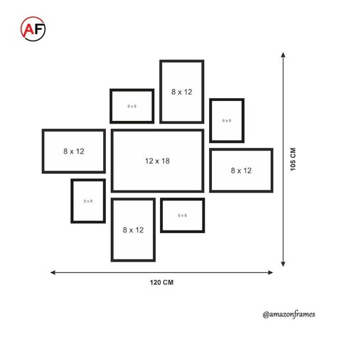 Photo Picture Wall Frame Set Gallery Modern 9 - Etsy UK 9 Frame Gallery Wall, Frame Wall Layout, Picture Frame Arrangements, Photo Wall Layout, Picture Arrangements On Wall, Photo Frame Layout, Wall Collage Picture Frames, Wall Frame Design, Gallery Wall Template