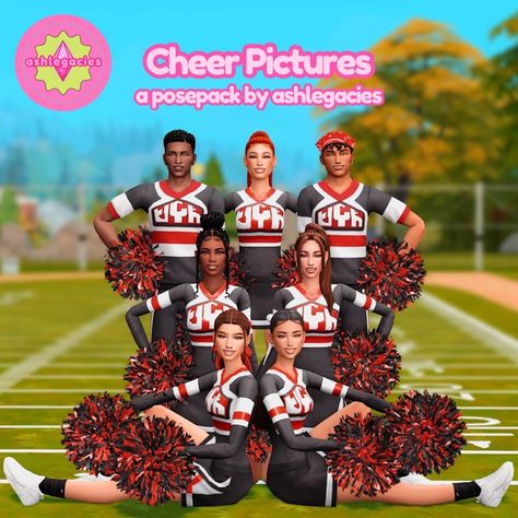 Cheer Pictures Posepack | Patreon Sims 4 Cheer Poses, Sims 4 High School Poses, Sport Poses, Cheerleading Poses, Sims Poses, Sims 4 Stories, Ts4 Poses, 4 Family, Sims 4 Traits