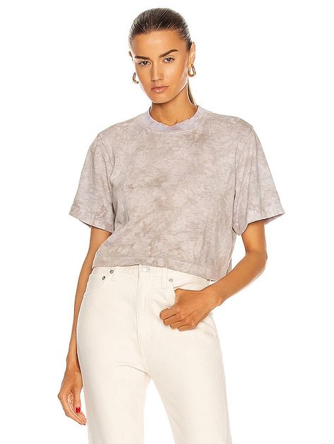 COTTON CITIZEN Tokyo Crop Tee in White Stone Crystal | FWRD Cotton Citizen, Stone Crystal, White Stone, Crop Tee, Open Shoulder, Shoulder Top, Open Shoulder Tops, Tokyo, Crystals