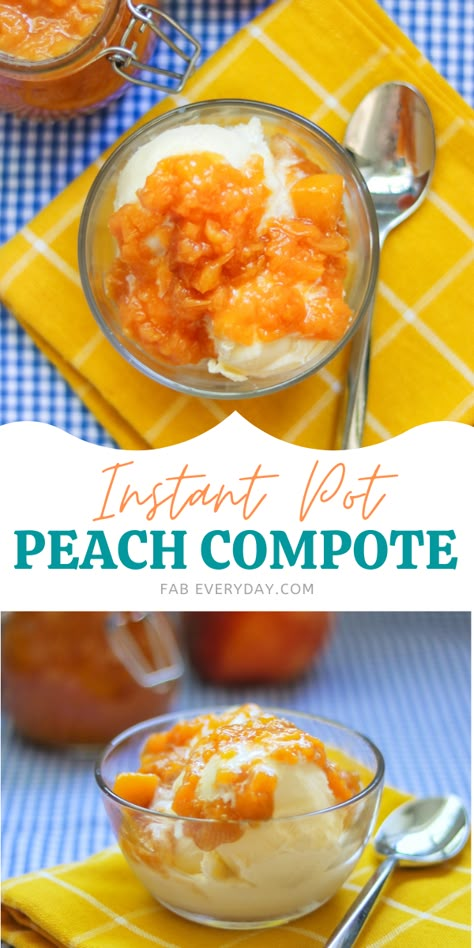 Instant Pot Peach Recipes, Stewed Peaches Recipe, Peach Compote Recipe, Stewed Peaches, Sugar Free Peach Cobbler, Instant Pot Fall Recipes, Instant Pot Apple Crisp, Peaches Baked, Peach Ideas