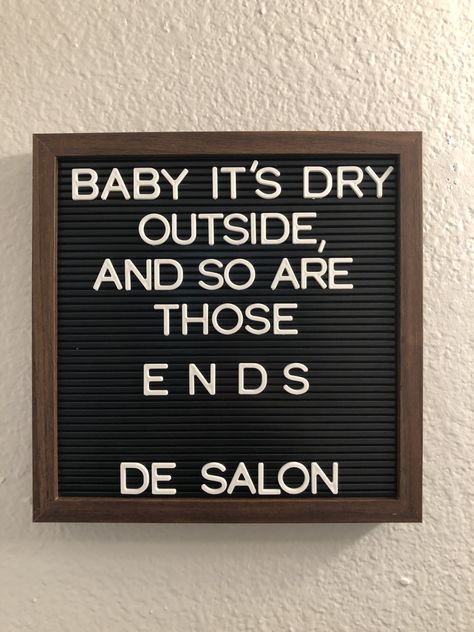 Winter Hair Saying Hairapy Quotes, Winter Salon Decor, Funny Hair Salon Signs, Funny Salon Signs, Hair Salon Sandwich Board Ideas, Fall Hair Quotes Instagram, Hair Salon Letter Board Quotes, Salon Sandwich Board Ideas, Christmas Salon Quotes