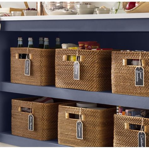 Rectangular Rattan Storage Basket Rattan Storage, Basement Storage, Fabric Storage Bins, Basement Walls, Basement Renovations, Rattan Basket, Fabric Baskets, Decor Minimalist, Basement Remodeling