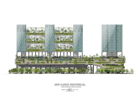 Green Hotel Architecture, Parkroyal Singapore, Park Royal Singapore, Hotel Parking, Parking Plan, Park Royal, Resort Architecture, Hotel Plan, Architecture Concept Diagram