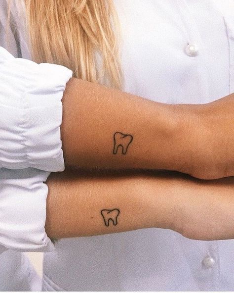 Tattoo Ideas Hope, Tooth Tattoos, Best Friend Tag, Tooth Tattoo, Relationship Tattoos, Dentistry Student, Dental Fun, Small Tats, Cute Tats