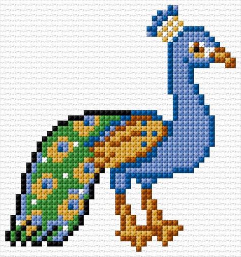 Peacock|x-stitch|10 Free Patterns Online Peacock Pixel Art, Peacock Cross Stitch Pattern, Pixel Art Animals, Beaded Belts Patterns, Cross Stitch Calculator, Bead Loom Designs, Tiny Cross Stitch, Xmas Cross Stitch, Animal Cross Stitch Patterns