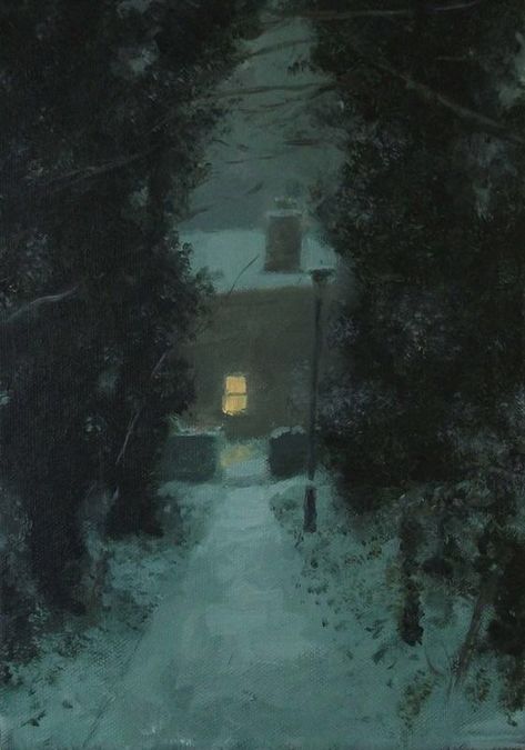 In The Woods, At Night, The End, Oil Painting