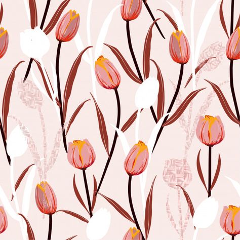 Tulip Pattern Design, Tulip Illustration, Flowers Silhouette, Celestial Tattoo, Flower Print Pattern, Tulip Pattern, Hand Lines, Flower Silhouette, Tulip Print