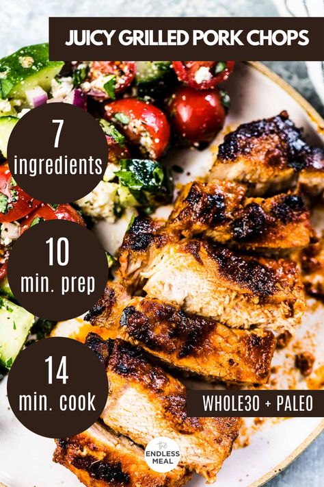 Whole 30 Bbq Recipes, Keto Grilled Pork Chop Recipes, Whole 30 Pork Chop Marinade, Pork Chop Grilled Recipes, Easy Grilled Pork Chops, Pork Chop Recipes Whole 30, Flavorful Pork Chop Recipes, Healthy Grilled Pork Chop Recipes, Pork Paleo Recipes