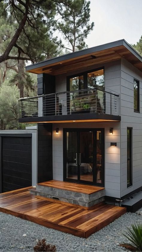 Tiny Marvels: Unveiling 15 Exceptional Tiny House Designs - Cheerful Talks Tiny Home Exteriors Modern, Unique Tiny House Ideas, Architecture Tiny House, Extensions House Ideas, Tiny House Design Plans, Unique Home Design Architecture, Airbnb Tiny House Ideas, Modern Tiny House Design Floor Plans, Modern Tiny House Exterior