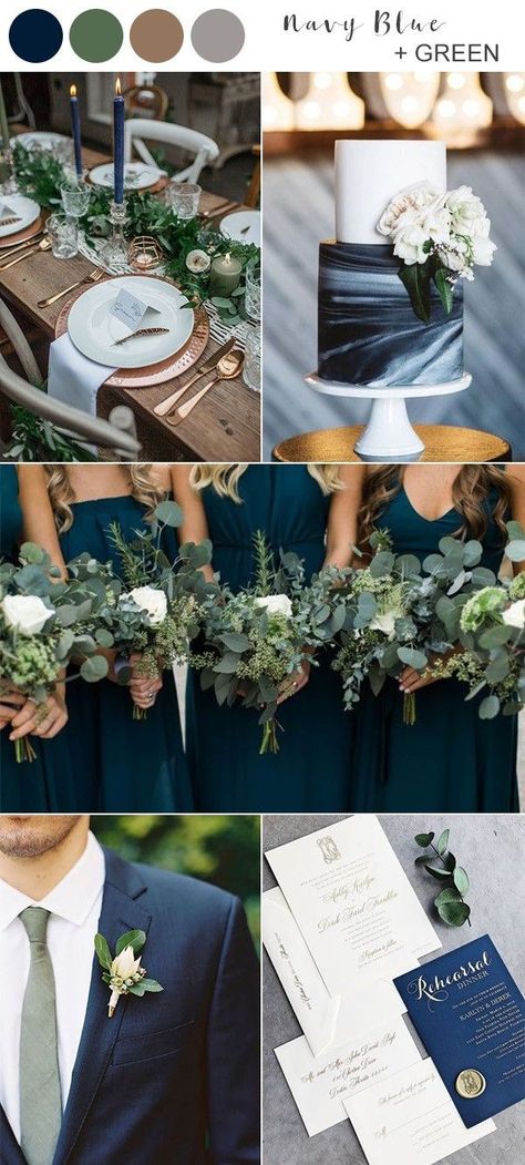 navy blue and green fall wedding color ideas #weddingcolorpalette #navyweddinginspiration #greeneryweddingideas Green Fall Weddings, Olive Green Weddings, Wedding Color Scheme, Wedding Color Combos, Green Wedding Colors, Spring Wedding Colors, Wedding Color Inspiration, Fall Wedding Flowers, Wedding Winter