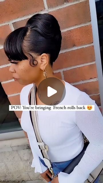 VoiceOfHair ®️ on Instagram: "Is it time to bring French rolls back?😍  @jayslay17 is taking us back to the 90s and bringing back the classic French roll🙌🏾 She made these updos look elegant with a bit of flair🔥 From bangs, pin curls, to finger waves— we are here for it👏🏾 Each look is different but still classy😍 Perfect for a formal event❤️  Would you rock it?✨voiceofhair   #cincinnatihairstylist #updo #formalhair #weddignhair #promhair #curlybun #ponytails #silkpress #hairtutorials #pincurls #90style  #90shair #frenchroll #retrohair  #fingereaves" French Roll Black Women, French Roll Hairstyles, French Roll Hairstyle For Black Women, Modern Updos, French Roll Updo, French Rolls, Ponytail Weave, Invisible Ponytail, Hair Roll