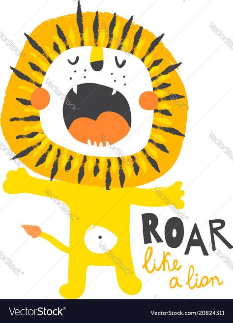 Roaring Lion Illustration, Lion Roar Illustration, Lion Cute Illustration, Cute Lion Drawing, Roar Illustration, Toy Logo, Nursery Drawings, Lion Icon, Lion Roar