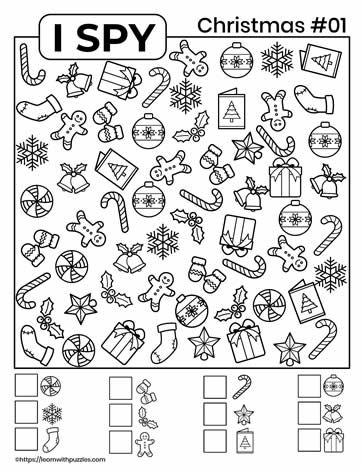 Christmas I Spy 01 Christmas Worksheets Preschool Math Activities, Christmas Themed Worksheets, Christmas School Worksheets, I Spy Christmas Printables For Kids Free, Christmas I Spy Free Printable, I Spy Christmas Printable, Christmas Puzzles For Kids, Christmas Worksheets For Kindergarten, Christmas Worksheets Preschool