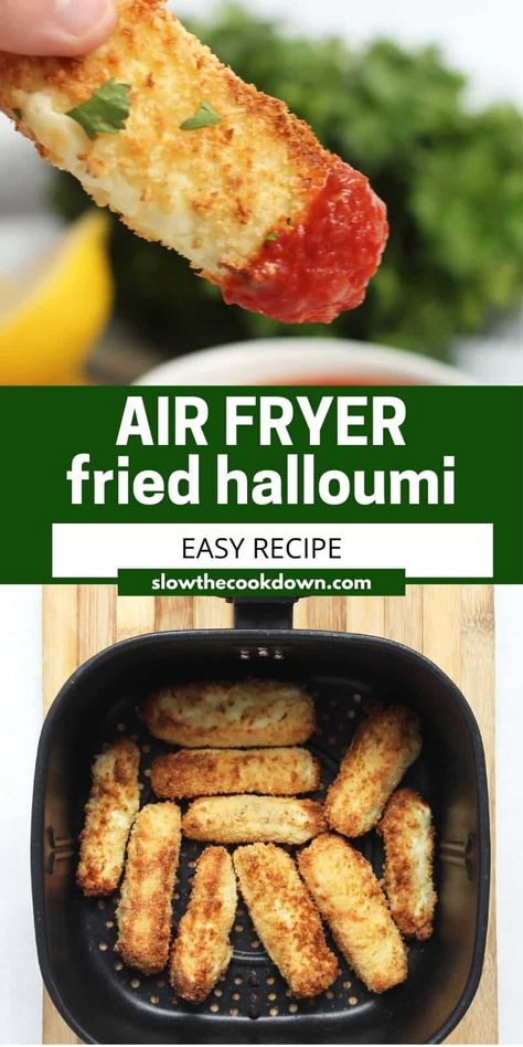 Air Fryer Halloumi, Haloumi Recipes, Halloumi Fries, New Air Fryer Recipes, Air Fryer Recipes Snacks, Fried Halloumi, Cheesy Appetizer, Air Fryer Cooking Times, Cooks Air Fryer