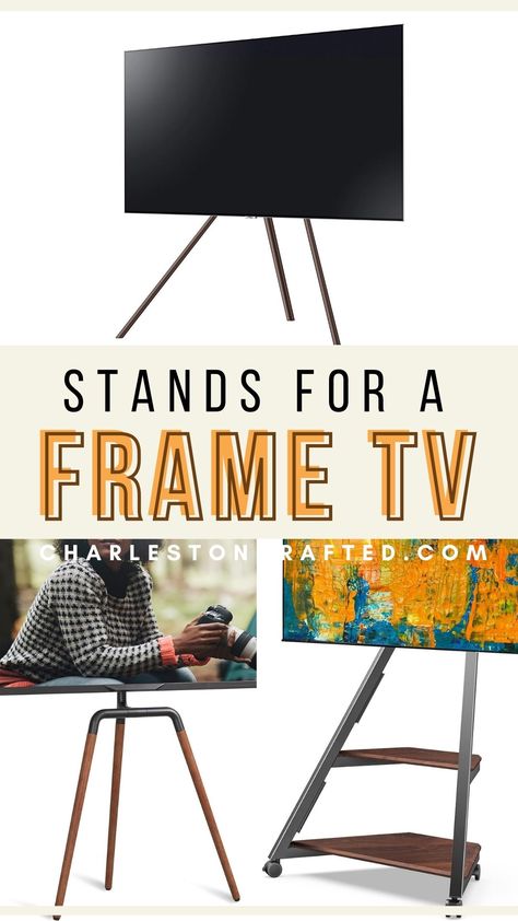 Looking for the perfect stand for your Frame TV? Here are some of the best Frame TV stands to choose from! Samsung Frame Tv On Stand, Samsung Tv Stand, Samsung The Frame Stand, Samsung Frame Tv Stand, Tv On Art Easel, Frame Tv On Easel, Frame Tv Stand, Unique Tv Stands, Tv Floor Stand