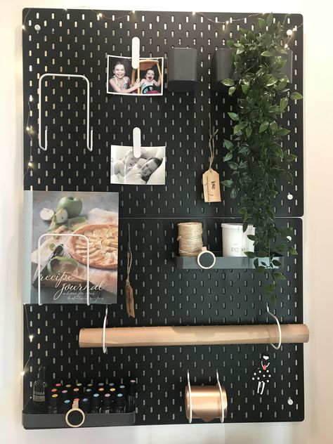 Black Peg Board Wall, Black Pegboard Ideas, Skådis Ikea, Wall Rack Design, Black Pegboard, Wood Wine Rack Diy, Peg Board Walls, Pegboard Craft Room, Ikea Wall