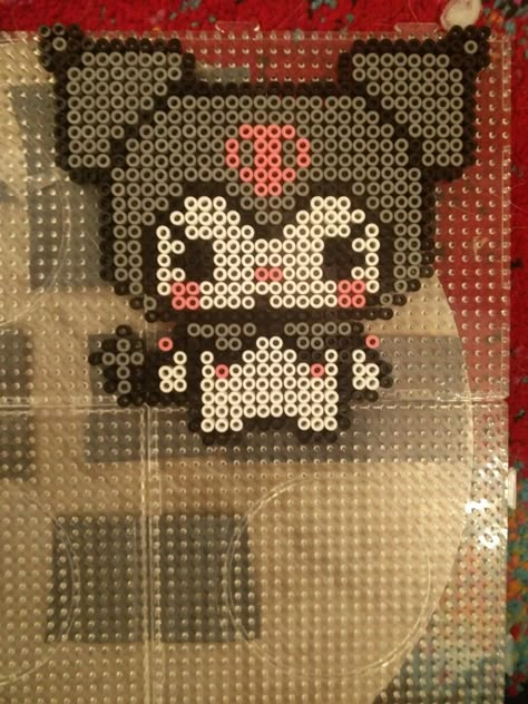 Hello Kitty Melting Beads, Cocomelon Perler Beads, Kuromi Bead Pattern, Kuromi Pearl Beads, Peler Beads Sanrio, Kuromi Perler Beads Pattern, Kuromi Hama Beads, My Melody Perler Beads, Emo Perler Beads