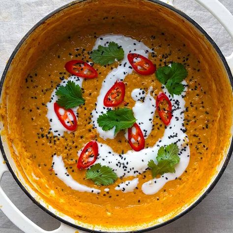 Coconut Red Lentil Dahl Garam Masala Curry, Red Lentil Dahl, Dahl Recipe, Red Split Lentils, Lentil Dahl, Tofu Curry, Simple Pantry, Pantry Ingredients, Chickpea Recipes