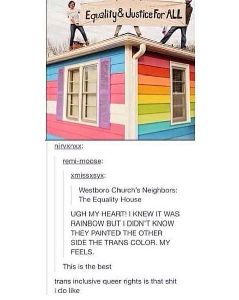 OMG THEY PAINTED THE OTHER SIDE TOO THIS IS AMAzING New Pride Flag, Inclusive Pride Flag, Lgbt Memes, Trans Flag, Gay Memes, Lgbt Love, Faith In Humanity Restored, Humanity Restored, Baptist Church