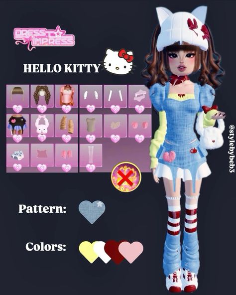 Dti Hello Kitty Fits, Cute Non Vip Dti Outfits, Dti Cute Outfits Non Vip, Hello Kitty Dress To Impress Outfit, Dti Birthday Theme Non Vip, Hello Kitty Dti Outfit, Dti Magazine Cover Vip, Dti Theme Outfits Non Vip, Dti Holiday Non Vip